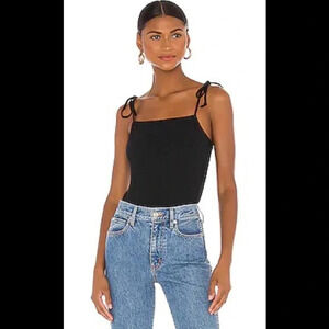 BCBGENERATION Square Neck Tie Strap Bodysuit, Black, Medium, NWT